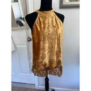 Altar’d State Velvet Goldenrod Halter Top